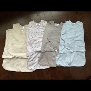 4 - Halo Sleepsacks Swaddle in size Newborn. (2 fleece and 2 cotton)